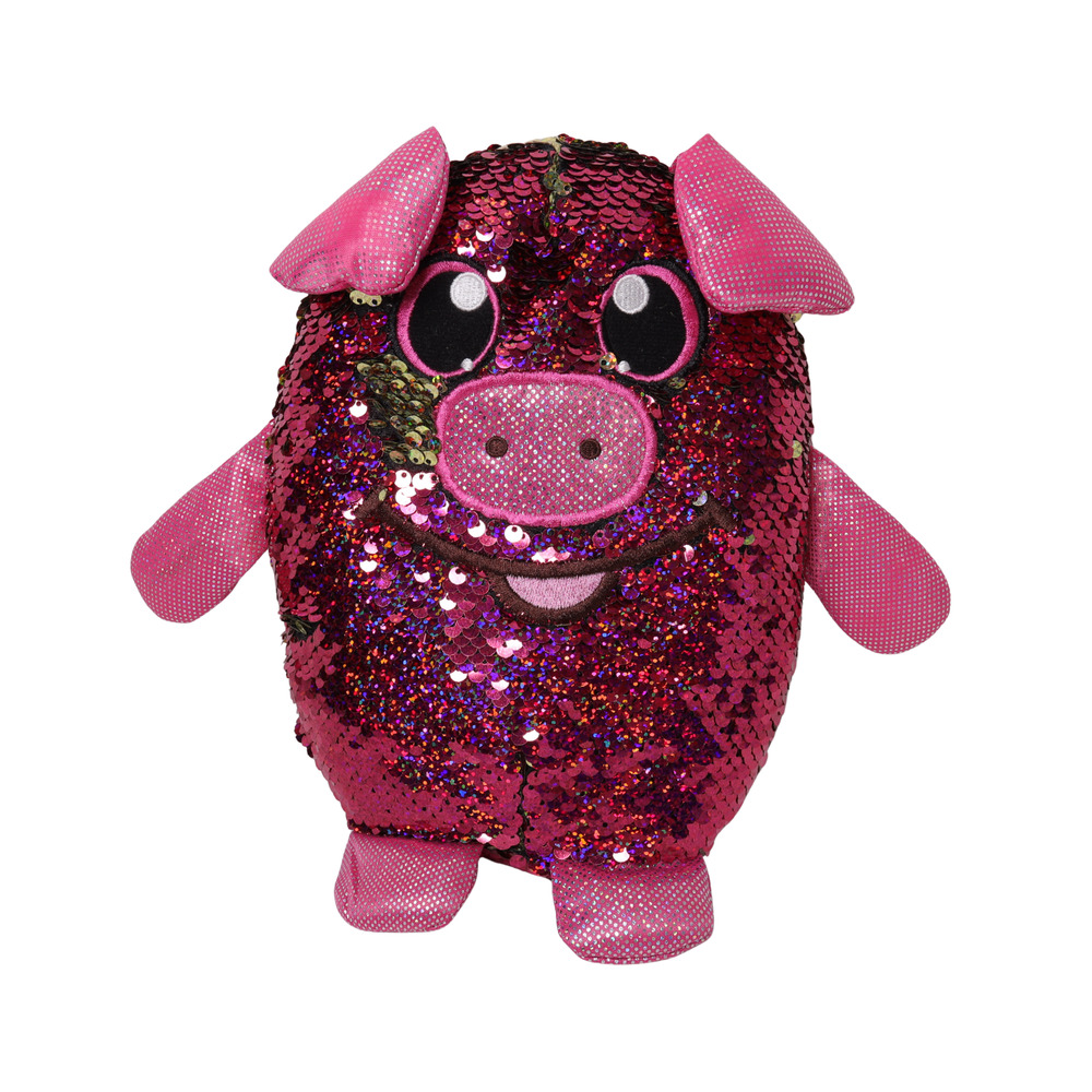 Shimmeez Pig Plush 9" Beverly Hills Teddy Bear Co Pink Gold Reversible Sequins